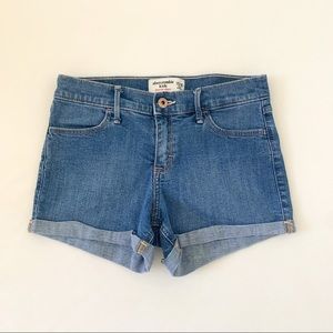 abercrombie kids Girls Medium Wash Blue Denim Jean Shortie Shorts Size 15/16